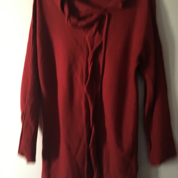OSKA Lagenlook Burgundy-Red Wool + Angora Ruffle Front Sweater II Reg - Picture 2 of 6